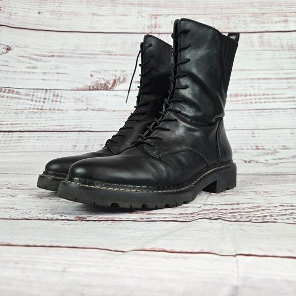 Sam Edelman Lex Combat Boots Womens 8.5 Black Leather Lace Up Lug Sole Gorpcore - Picture 3 of 8